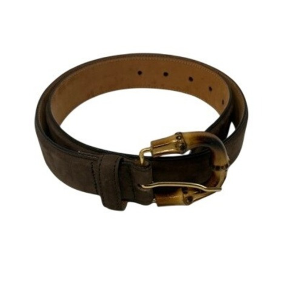 Made For Neiman Marcus Women's Brown Leather Belt With Bamboo Buckle, Size L